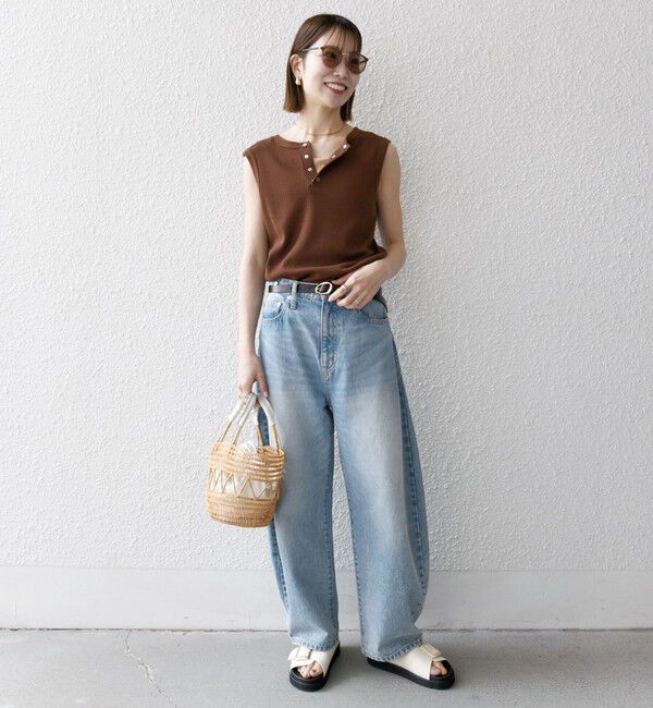 SHIPS any「SHIPS any:〈洗濯機可能〉ワッフル ヘンリーネック 2WAY ノースリーブ TEE」|タンクトップ|