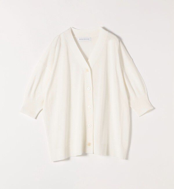 quaranciel「quaranciel:〈接触冷感/手洗い可能〉ワイド Vネック ハーフスリーブ シアー カーディガン」|カーディガン|