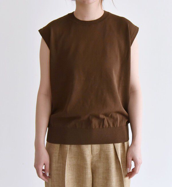 quaranciel「quaranciel:〈接触冷感/手洗い可能〉フレンチスリーブ ベーシック シアー ニット プルオーバー」|ニット・セーター|