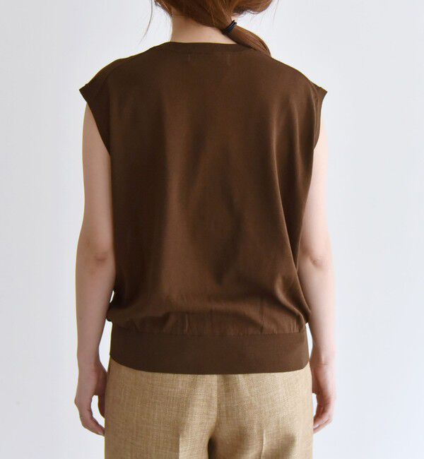 quaranciel「quaranciel:〈接触冷感/手洗い可能〉フレンチスリーブ ベーシック シアー ニット プルオーバー」|ニット・セーター|