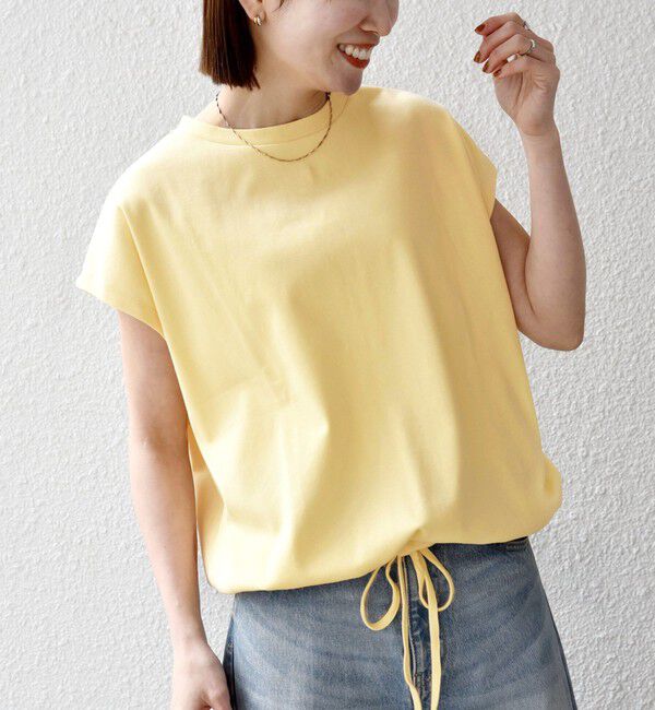 SHIPS any「SHIPS any:〈接触冷感/汗染み防止加工/洗濯機可能〉ドロスト フレンチスリーブ TEE」|Tシャツ・カットソー|イエロー