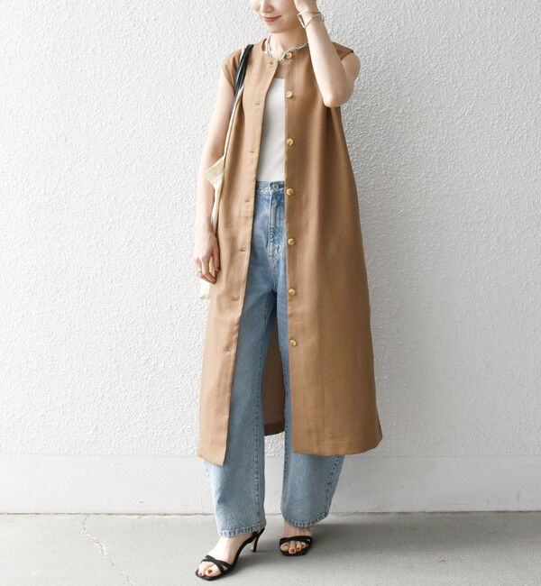 SHIPS any「SHIPS any:〈洗濯機可能〉リネンライク ジレ ワンピース &times; イージー パンツ セットアップ」|その他|