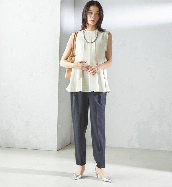 SHIPS for women「〈手洗い可能〉カラミ ペプラム ノースリーブ ブラウス」|シャツ・ブラウス|