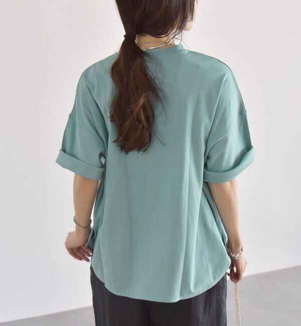 quaranciel「quaranciel:〈接触冷感/汗染み防止加工/洗濯機可能〉ラウンドヘム クルー ビッグ TEE」|Tシャツ・カットソー|