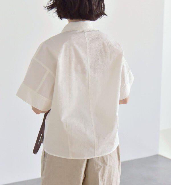 quaranciel「quaranciel:〈洗濯機可能〉ミニサッカー ハーフスリーブ 開襟 シャツ」|シャツ・ブラウス|