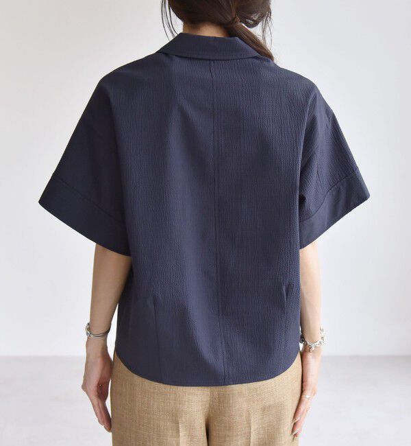 quaranciel「quaranciel:〈洗濯機可能〉ミニサッカー ハーフスリーブ 開襟 シャツ」|シャツ・ブラウス|