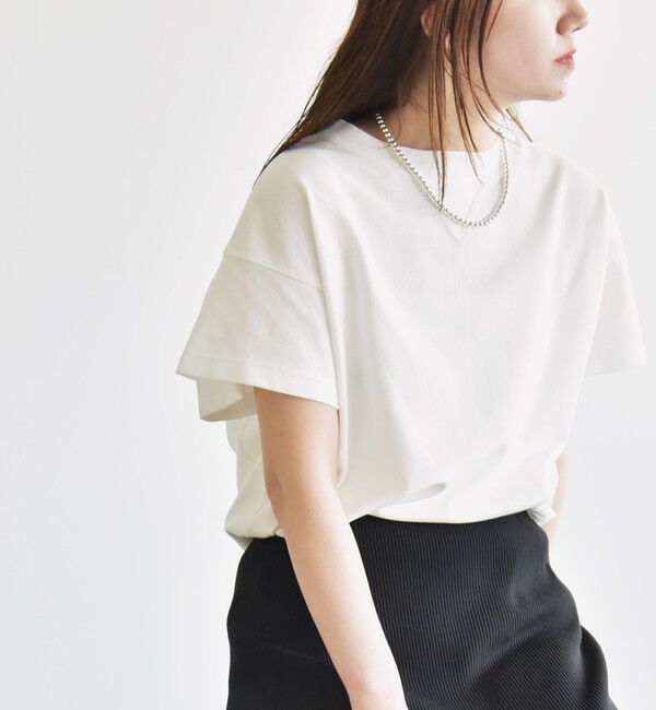 quaranciel「quaranciel:〈洗濯機可能〉カノコ Vガゼット ショートスリーブ クルーネック TEE」|Tシャツ・カットソー|