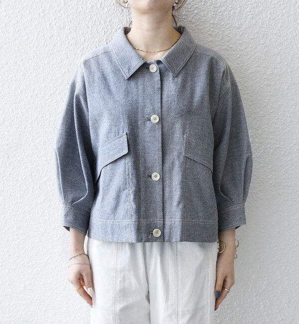 SHIPS any「SHIPS any:〈洗濯機可能〉オックス ステッチ ショート シャツ ジャケット」|ブルゾン・スタジャン|