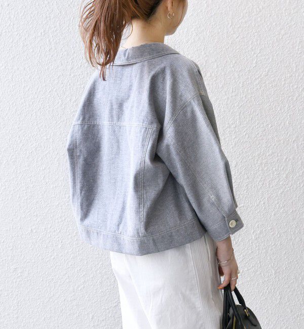 SHIPS any「SHIPS any:〈洗濯機可能〉オックス ステッチ ショート シャツ ジャケット」|ブルゾン・スタジャン|