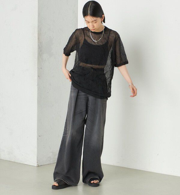 SHIPS for women「《予約》Wai＋:〈手洗い可能〉クリンクル シアー ショート スリーブ プルオーバー」|ニット・セーター|