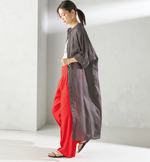 SHIPS for women「〈手洗い可能〉ラミー 4 スタンドカラー シャツ ワンピース」|ワンピース|