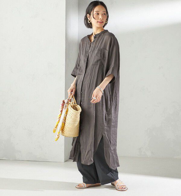 SHIPS for women「〈手洗い可能〉ラミー 4 スタンドカラー シャツ ワンピース」|ワンピース|