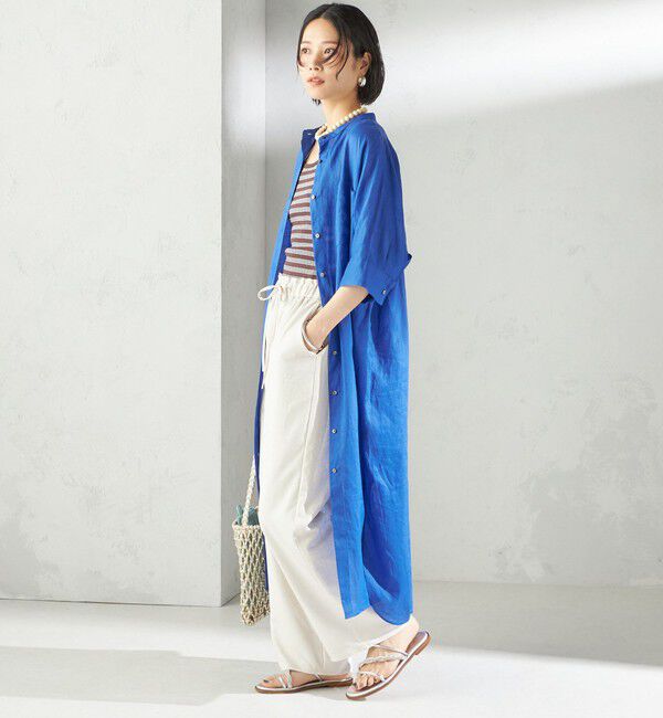 SHIPS for women「〈手洗い可能〉ラミー 4 スタンドカラー シャツ ワンピース」|ワンピース|