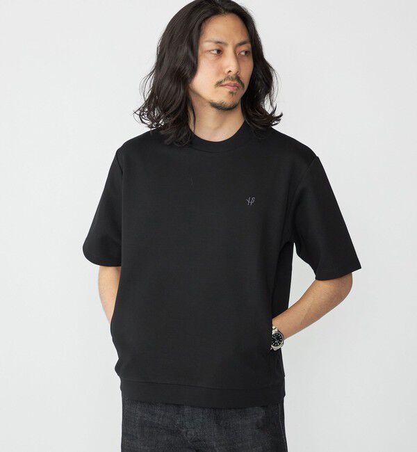 SHIPS「【WEB限定】SHIPS: テレワーク ビズ ワンポイントロゴ ポンチ Tシャツ」|Tシャツ・カットソー|ブラック