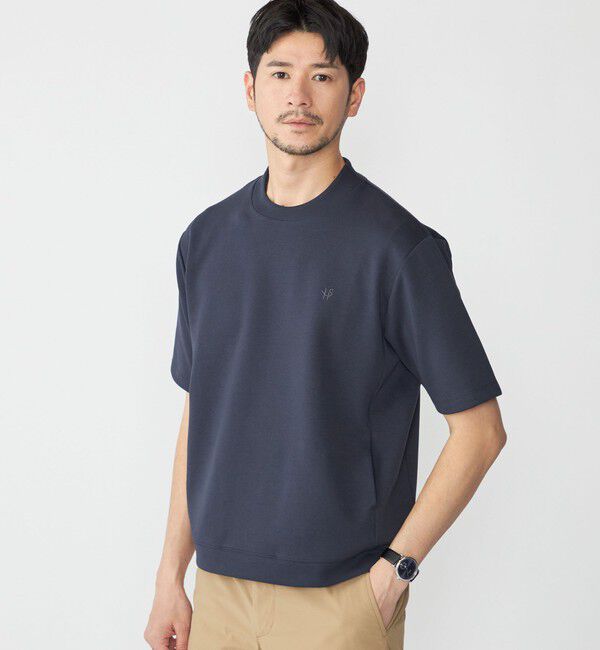 SHIPS「【WEB限定】SHIPS: テレワーク ビズ ワンポイントロゴ ポンチ Tシャツ」|Tシャツ・カットソー|ネイビー