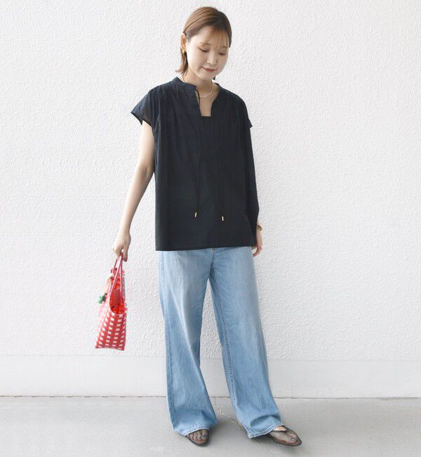 SHIPS for women「〈手洗い可能〉スキッパー タック フレンチ スリーブ ブラウス」|シャツ・ブラウス|