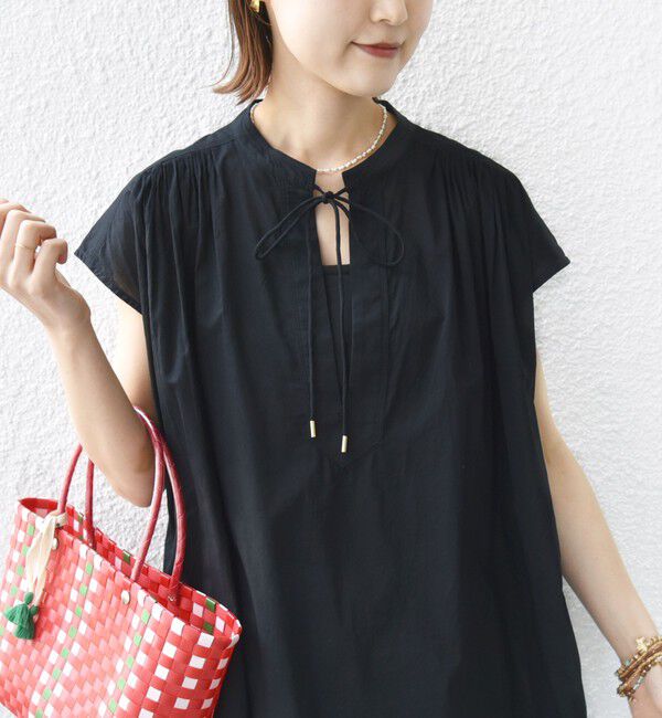 SHIPS for women「〈手洗い可能〉スキッパー タック フレンチ スリーブ ブラウス」|シャツ・ブラウス|