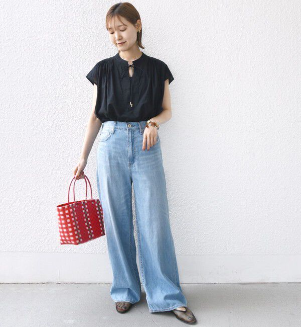 SHIPS for women「〈手洗い可能〉スキッパー タック フレンチ スリーブ ブラウス」|シャツ・ブラウス|