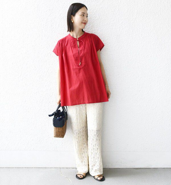 SHIPS for women「〈手洗い可能〉スキッパー タック フレンチ スリーブ ブラウス」|シャツ・ブラウス|