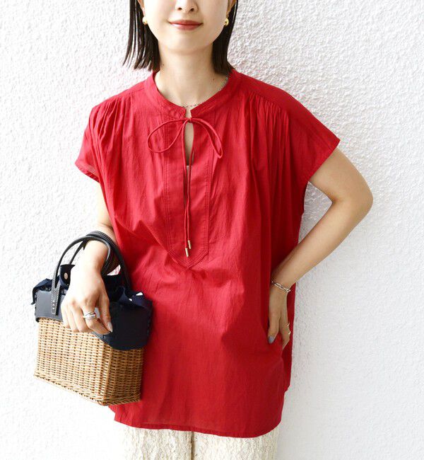 SHIPS for women「〈手洗い可能〉スキッパー タック フレンチ スリーブ ブラウス」|シャツ・ブラウス|