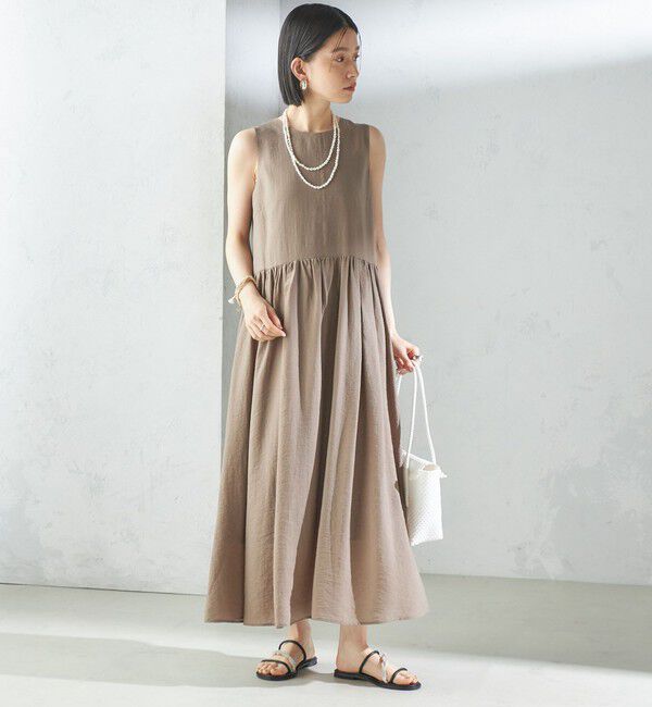 SHIPS for women「〈手洗い可能〉シルク混 シアー ノースリーブ ワンピース」|ワンピース|