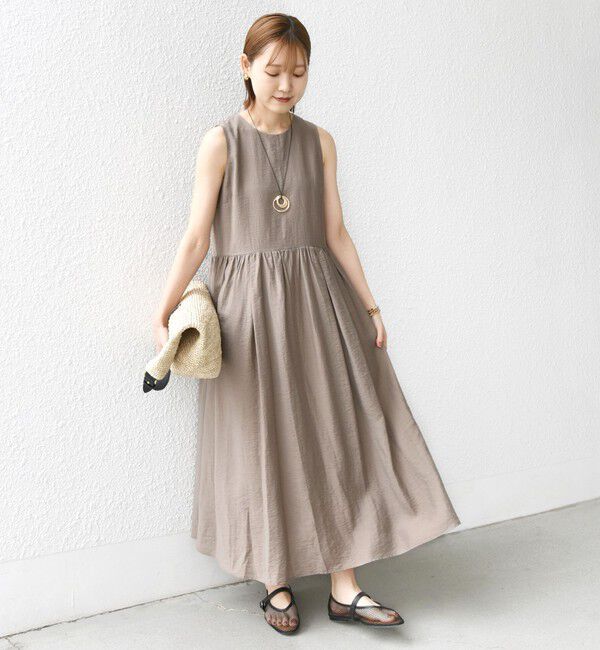 SHIPS for women「〈手洗い可能〉シルク混 シアー ノースリーブ ワンピース」|ワンピース|