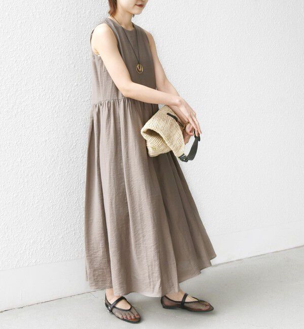 SHIPS for women「〈手洗い可能〉シルク混 シアー ノースリーブ ワンピース」|ワンピース|