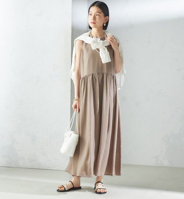 SHIPS for women「〈手洗い可能〉シルク混 シアー ノースリーブ ワンピース」|ワンピース|