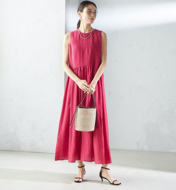 SHIPS for women「〈手洗い可能〉シルク混 シアー ノースリーブ ワンピース」|ワンピース|