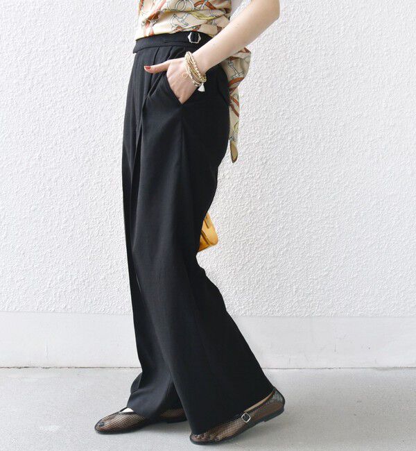 SHIPS for women「〈手洗い可能〉麻調 合繊 2タック ワイド パンツ 2」|その他|