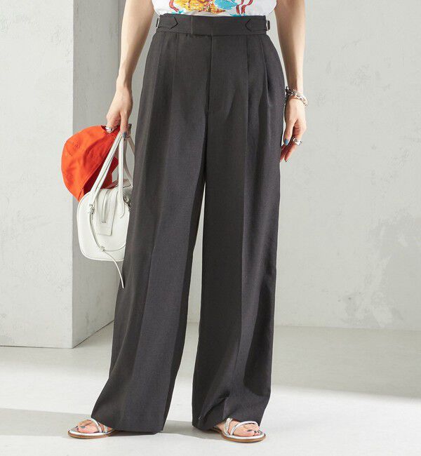 SHIPS for women「〈手洗い可能〉麻調 合繊 2タック ワイド パンツ 2」|その他|