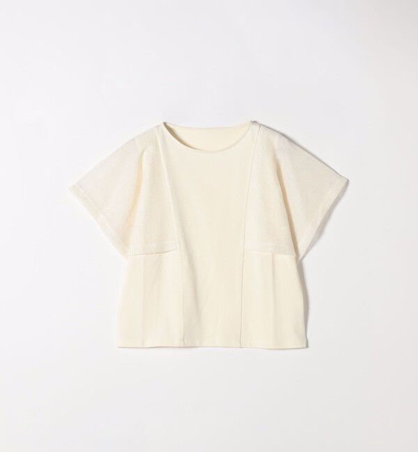 SHIPS any「《一部追加予約》SHIPS any:〈手洗い可能〉メッシュ シアー ハンカチ スリーブ ドッキング TEE」|Tシャツ・カットソー|