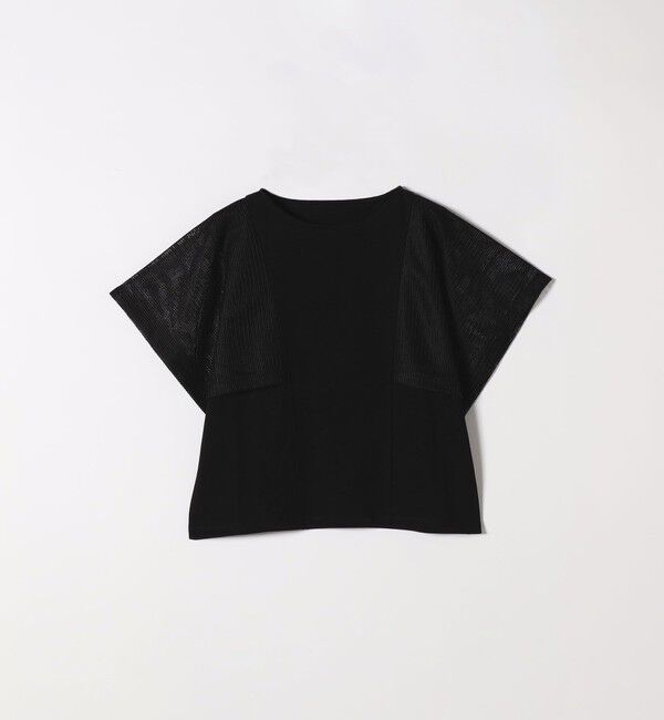 SHIPS any「《一部追加予約》SHIPS any:〈手洗い可能〉メッシュ シアー ハンカチ スリーブ ドッキング TEE」|Tシャツ・カットソー|