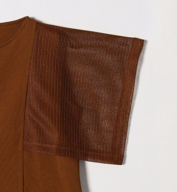 SHIPS any「《一部追加予約》SHIPS any:〈手洗い可能〉メッシュ シアー ハンカチ スリーブ ドッキング TEE」|Tシャツ・カットソー|