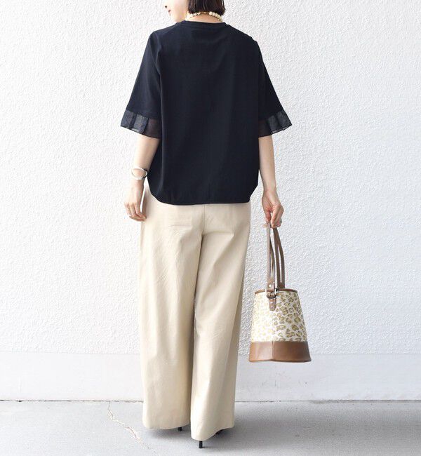 SHIPS for women「《一部追加予約》【WEB限定】〈接触冷感 / UVカット〉シアー オーガンジー コンビ プルオーバー」|Tシャツ・カットソー|