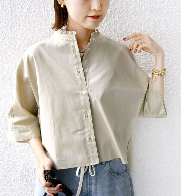 SHIPS for women「【WEB限定】〈手洗い可能〉ブロード ストライプ / 無地 切替 パッチワーク シャツ」|シャツ・ブラウス|