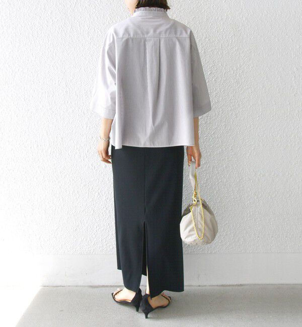 SHIPS for women「【WEB限定】〈手洗い可能〉ブロード ストライプ / 無地 切替 パッチワーク シャツ」|シャツ・ブラウス|