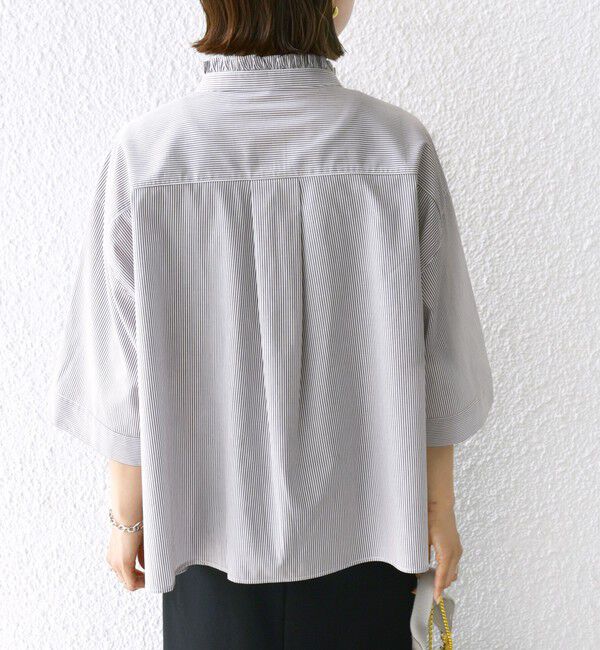 SHIPS for women「【WEB限定】〈手洗い可能〉ブロード ストライプ / 無地 切替 パッチワーク シャツ」|シャツ・ブラウス|