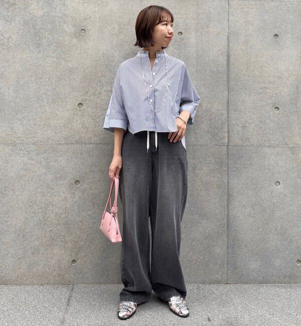 SHIPS for women「【WEB限定】〈手洗い可能〉ブロード ストライプ / 無地 切替 パッチワーク シャツ」|シャツ・ブラウス|