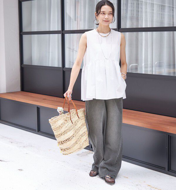 SHIPS for women「〈接触冷感 / 撥水加工〉TEX BRID(R)タフタ ギャザー ノースリーブ ブラウス」|シャツ・ブラウス|