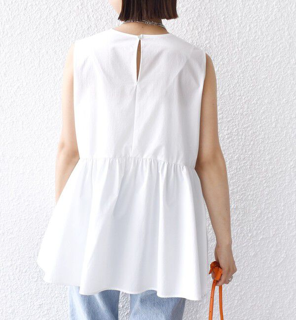 SHIPS for women「〈接触冷感 / 撥水加工〉TEX BRID(R)タフタ ギャザー ノースリーブ ブラウス」|シャツ・ブラウス|