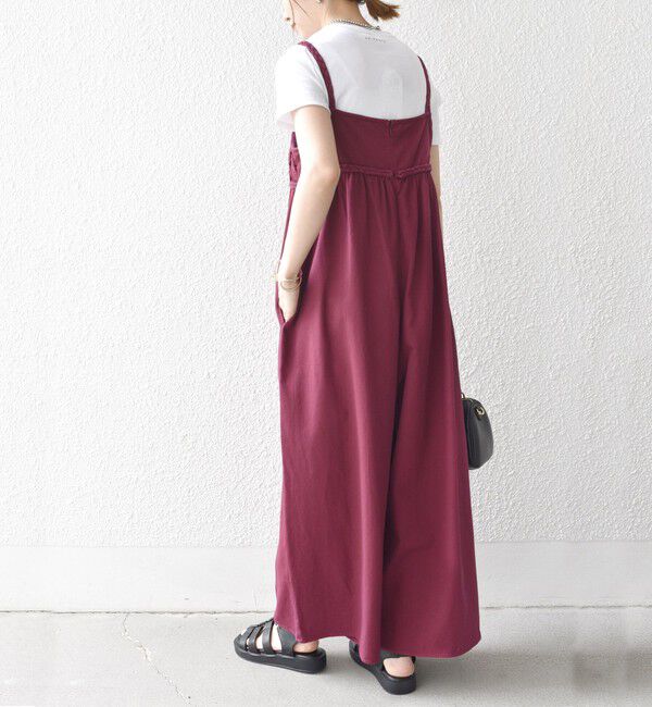 SHIPS any「bon_meur:〈手洗い可能〉ロープ編み コットン ワイド ギャザー サロペット」|オールインワン|