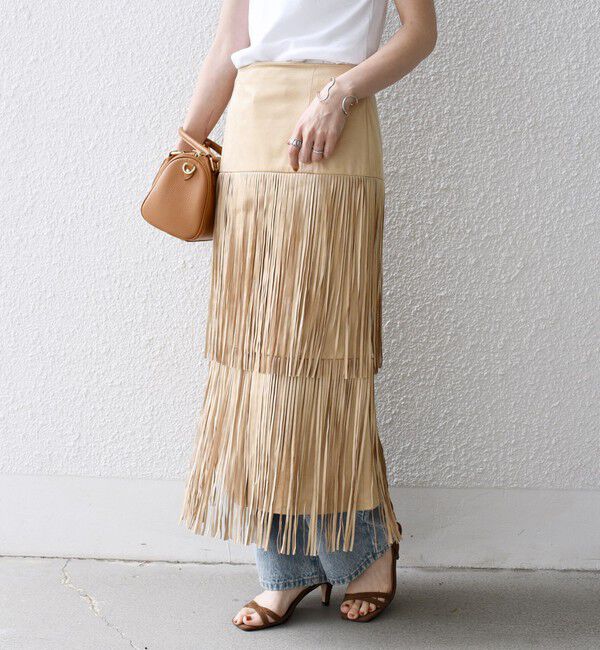 SHIPS any「bon_meur:〈手洗い可能〉フリンジ ティアード タイト スカート」|スカート|