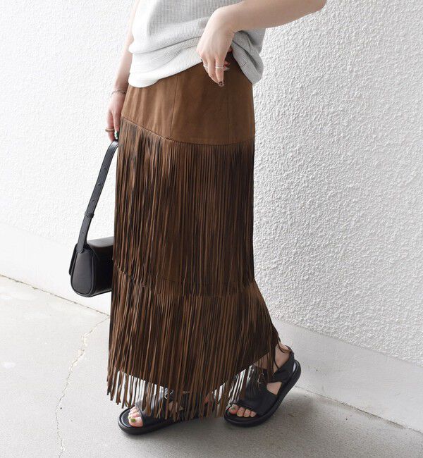 SHIPS any「bon_meur:〈手洗い可能〉フリンジ ティアード タイト スカート」|スカート|