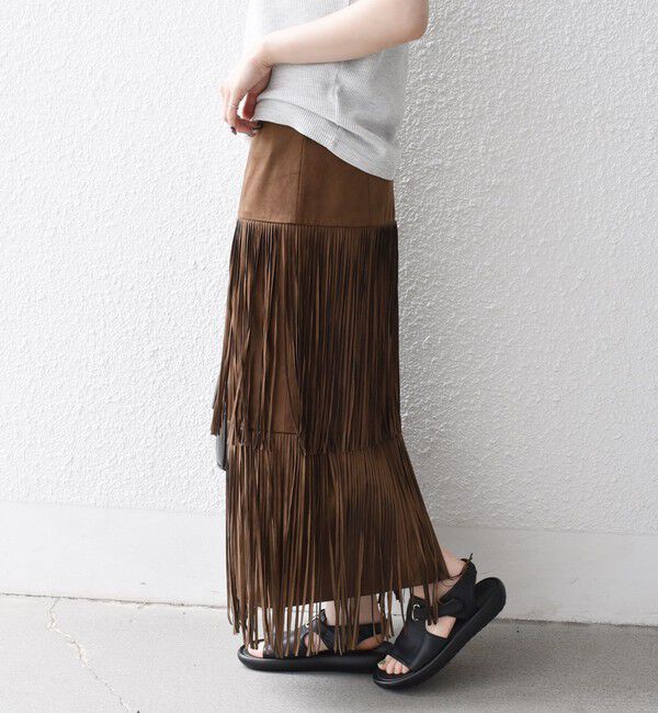 SHIPS any「bon_meur:〈手洗い可能〉フリンジ ティアード タイト スカート」|スカート|