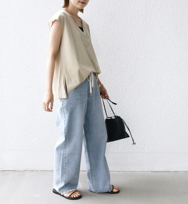 SHIPS for women「〈手洗い可能〉スムース Vネック フレンチ スリーブ」|タンクトップ|