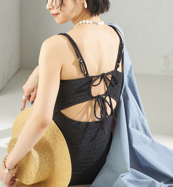 SHIPS for women「maroba:＜手洗い可能＞バック リボン ワンピース スイム ウェア」|その他|ブラック