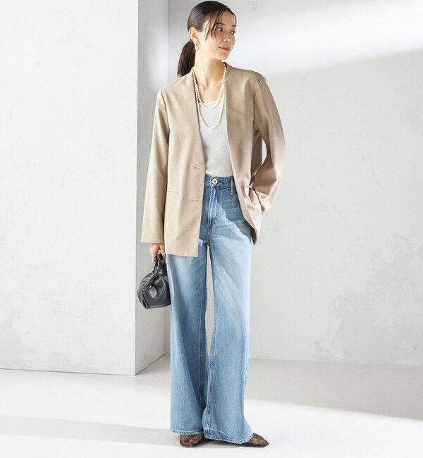 SHIPS for women「〈手洗い可能〉Asami 麻調合繊 カラー レス ジャケット 2」|その他|