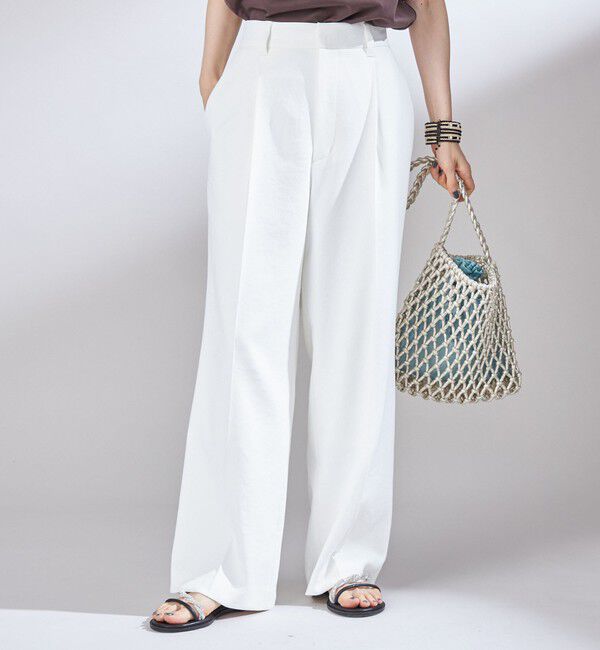 SHIPS for women「〈UVカット / 吸水速乾 / 手洗い可能〉合繊 タック センター プレス パンツ」|スラックス|