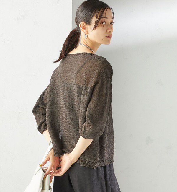 SHIPS for women「〈手洗い可能〉ペーパー パフ スリーブ 半袖 ニット」|ニット・セーター|